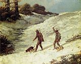 Gustave Courbet Poachers in the Snow painting